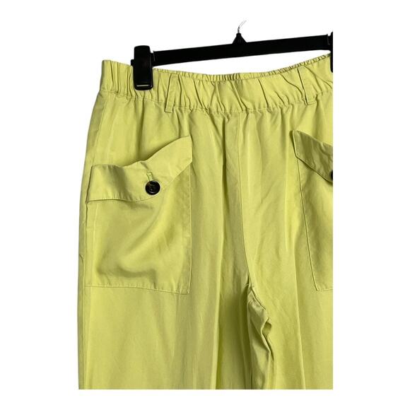 Ann Taylor Lyocell Womens Trousers Slacks Pockets 12 Yellow Green Casual - Picture 2 of 6
